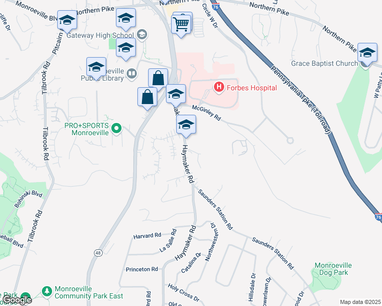 map of restaurants, bars, coffee shops, grocery stores, and more near 109 Drake Drive in Monroeville