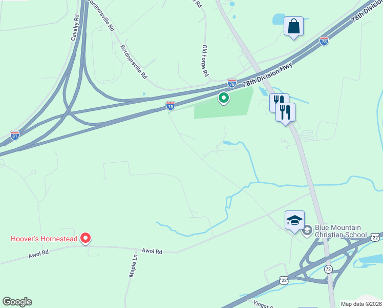 map of restaurants, bars, coffee shops, grocery stores, and more near 135 Silvertown Road in Jonestown