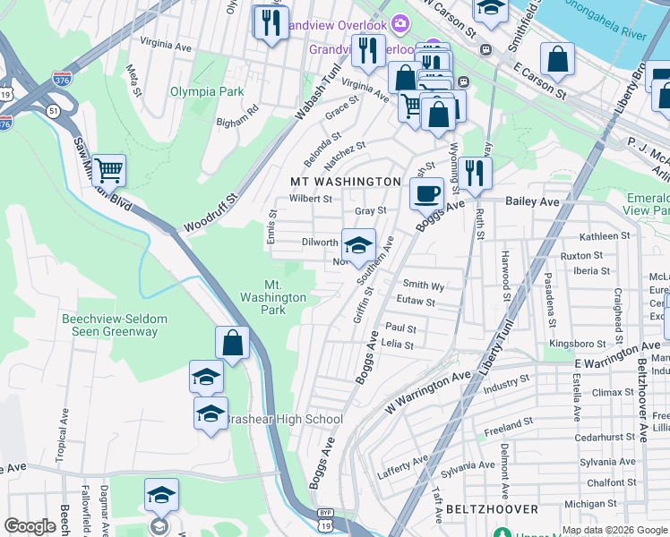 map of restaurants, bars, coffee shops, grocery stores, and more near 466 Norton Street in Pittsburgh