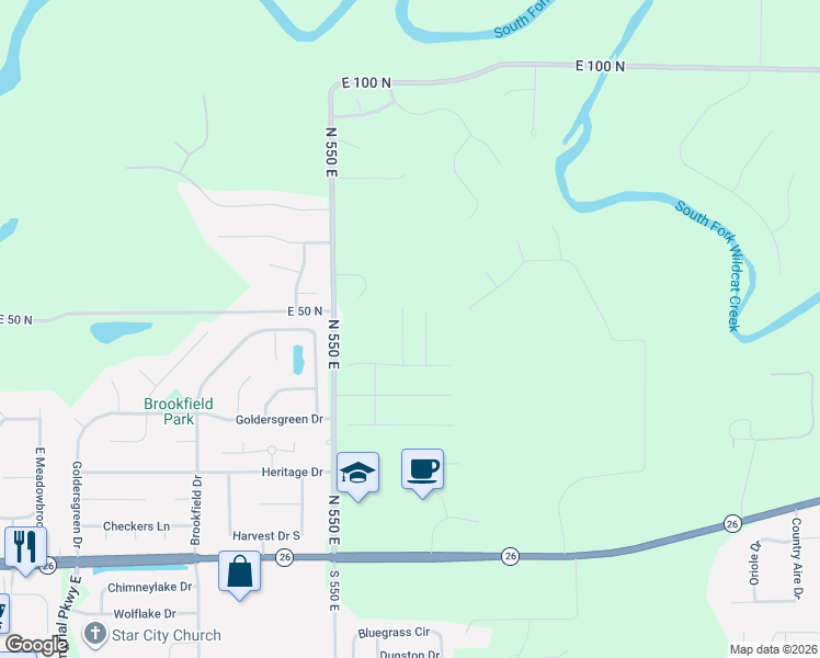 map of restaurants, bars, coffee shops, grocery stores, and more near 387 Razmic Way in Lafayette