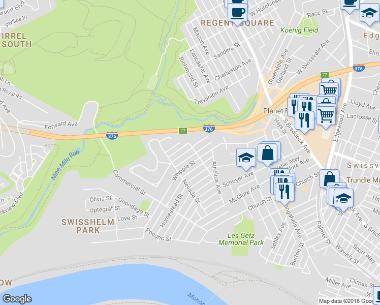 map of restaurants, bars, coffee shops, grocery stores, and more near 344 Raymond Street in Pittsburgh