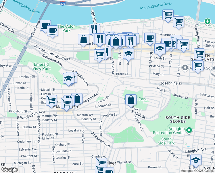map of restaurants, bars, coffee shops, grocery stores, and more near 26 Welsh Way in Pittsburgh