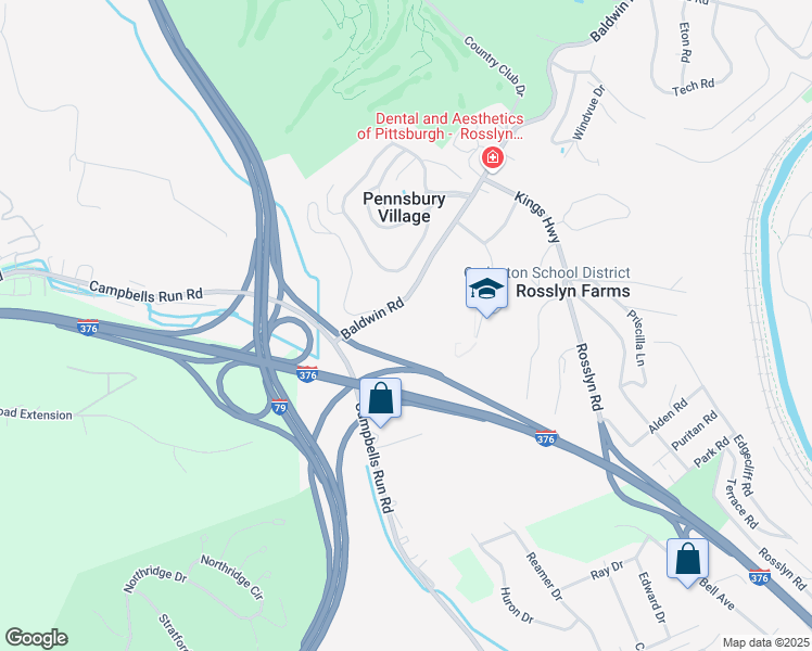 map of restaurants, bars, coffee shops, grocery stores, and more near 333 Baldwin Road in Pittsburgh