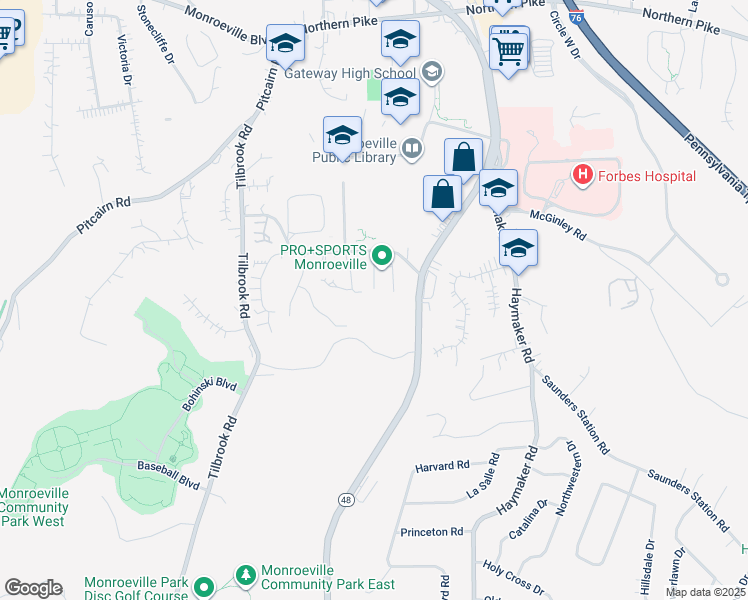 map of restaurants, bars, coffee shops, grocery stores, and more near 855 Macbeth Drive in Monroeville