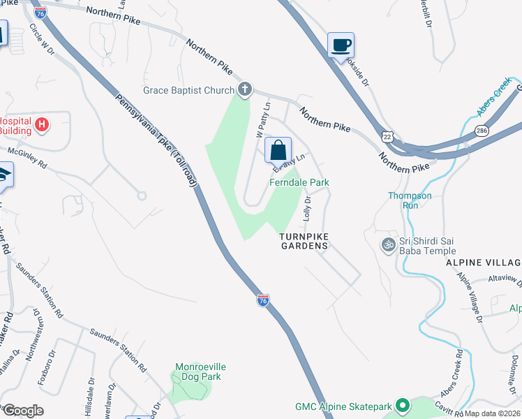 map of restaurants, bars, coffee shops, grocery stores, and more near 208 East Patty Lane in Monroeville