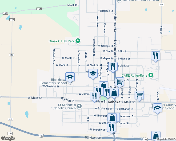 map of restaurants, bars, coffee shops, grocery stores, and more near 400-468 West Court Street in Kahoka