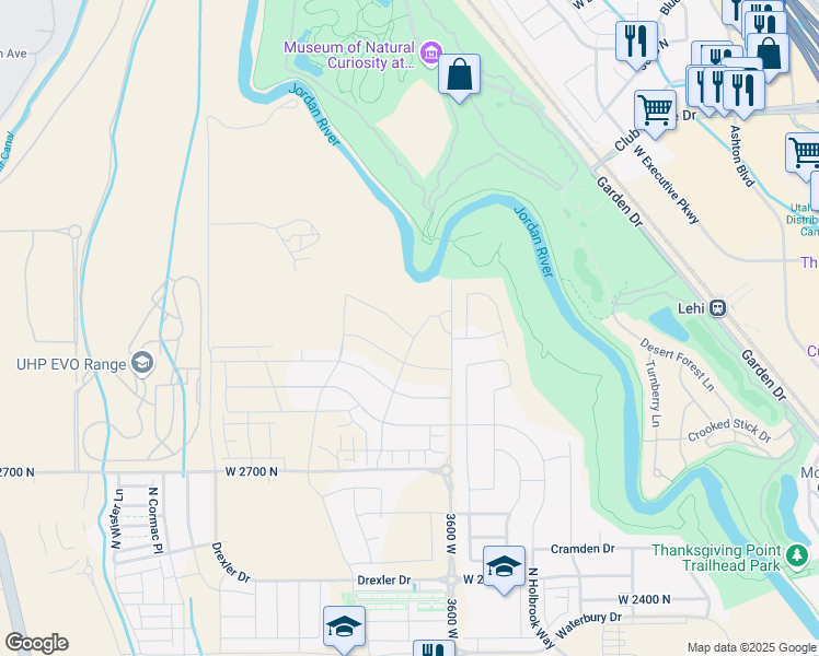 map of restaurants, bars, coffee shops, grocery stores, and more near 2759 North Turpin Lane in Lehi