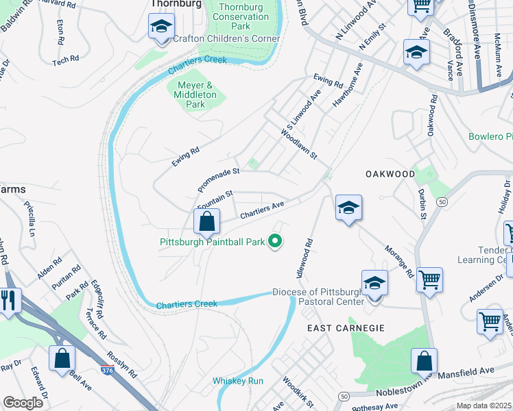 map of restaurants, bars, coffee shops, grocery stores, and more near 116 Chartiers Avenue in Pittsburgh