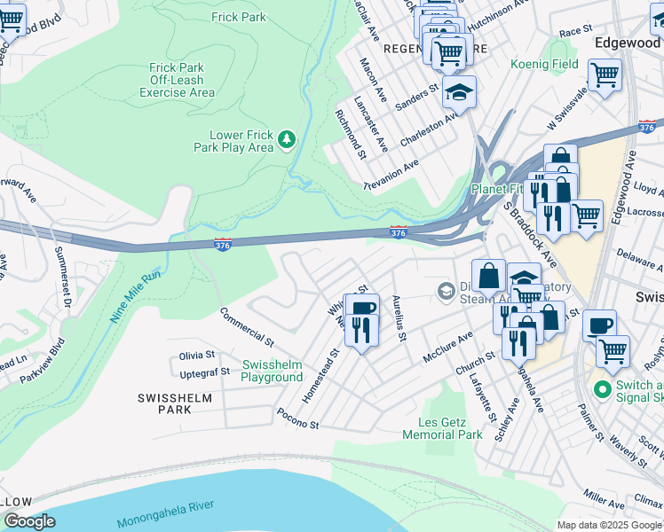 map of restaurants, bars, coffee shops, grocery stores, and more near 334 Lucilla Street in Pittsburgh