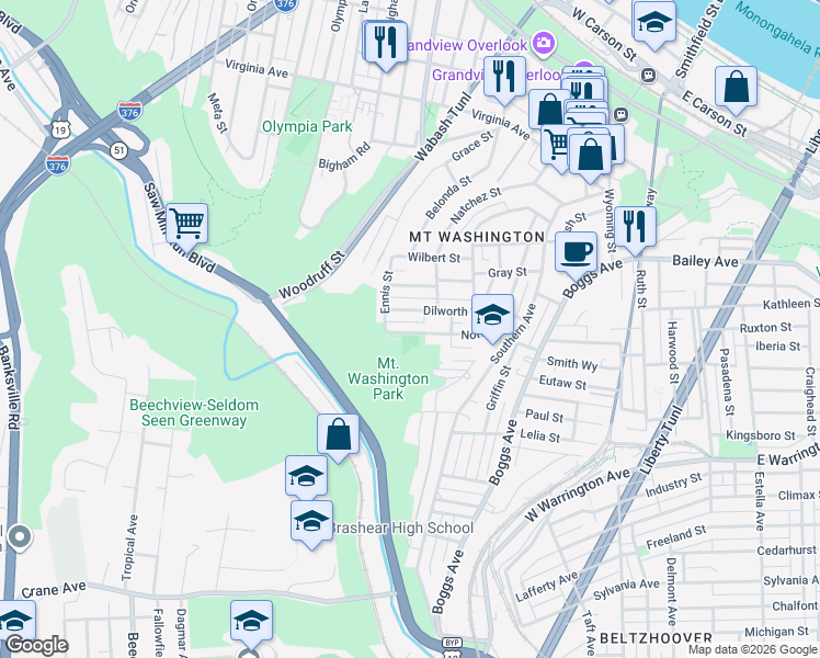 map of restaurants, bars, coffee shops, grocery stores, and more near 534 Norton Street in Pittsburgh