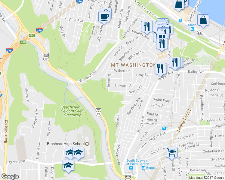 map of restaurants, bars, coffee shops, grocery stores, and more near 534 Norton Street in Pittsburgh