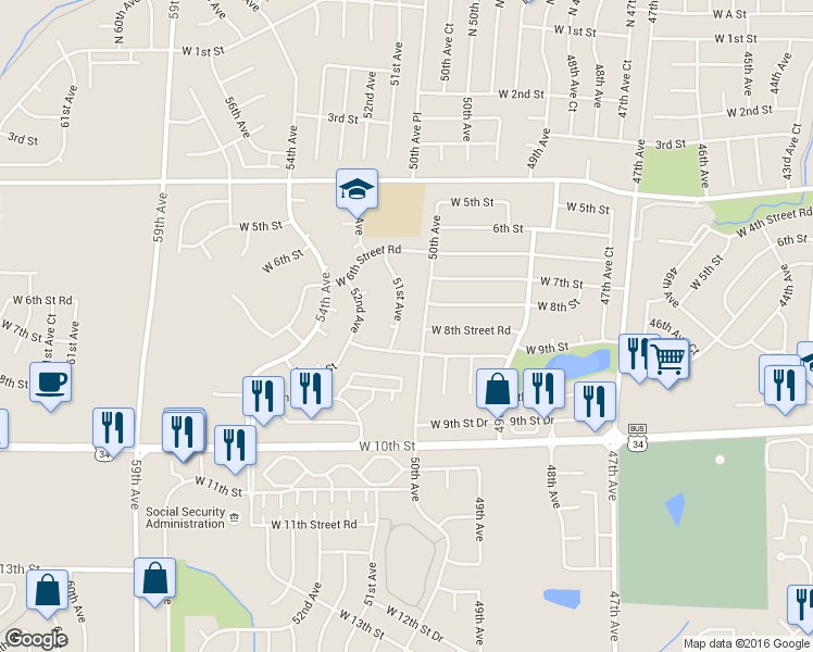 map of restaurants, bars, coffee shops, grocery stores, and more near 824 51st Avenue in Greeley