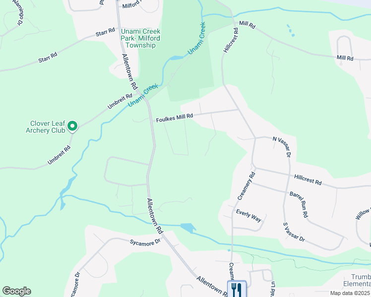 map of restaurants, bars, coffee shops, grocery stores, and more near 1832 Enclave Drive in Quakertown