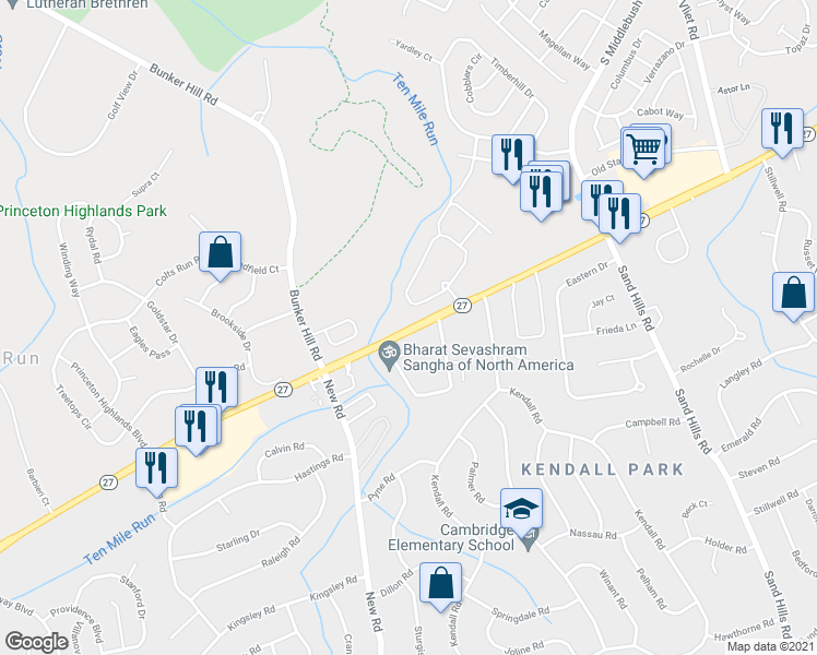 map of restaurants, bars, coffee shops, grocery stores, and more near 3499 Lincoln Highway in Franklin Township