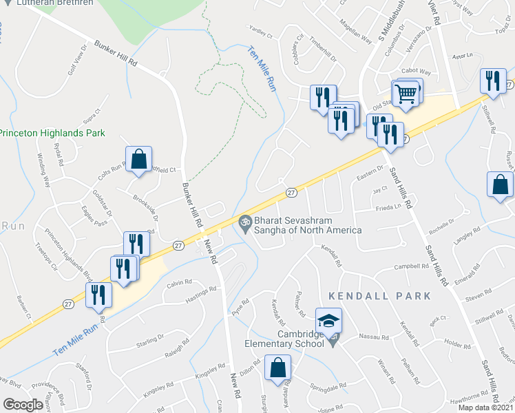 map of restaurants, bars, coffee shops, grocery stores, and more near 3499 Route 30 in Franklin Township