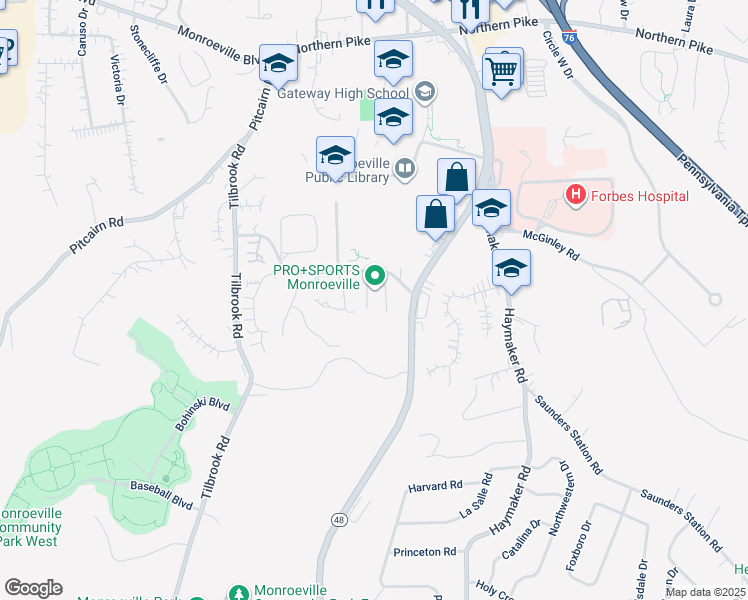 map of restaurants, bars, coffee shops, grocery stores, and more near 855 Macbeth Drive in Monroeville