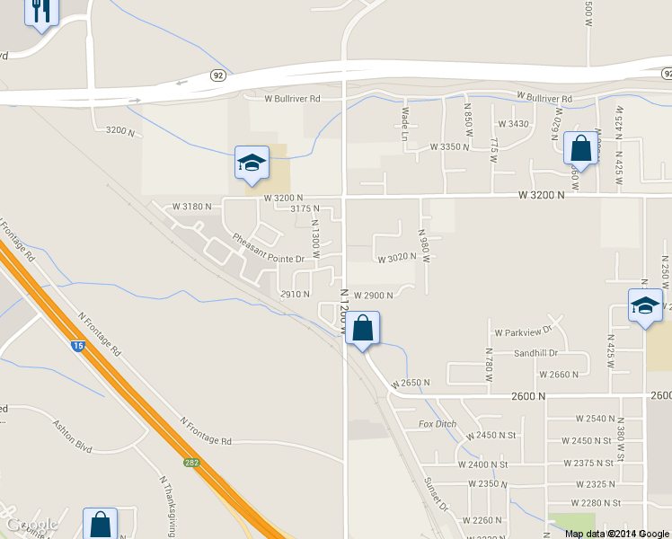 map of restaurants, bars, coffee shops, grocery stores, and more near 2974 North 1250 West in Lehi