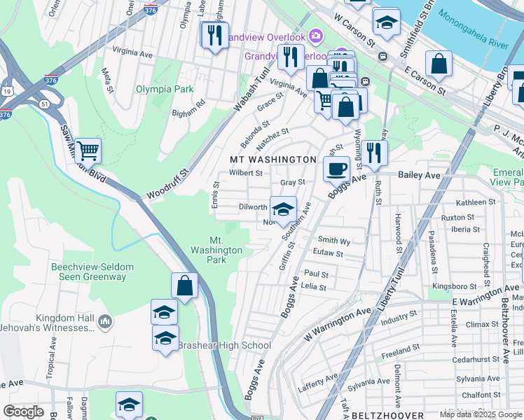 map of restaurants, bars, coffee shops, grocery stores, and more near 466 Norton Street in Pittsburgh