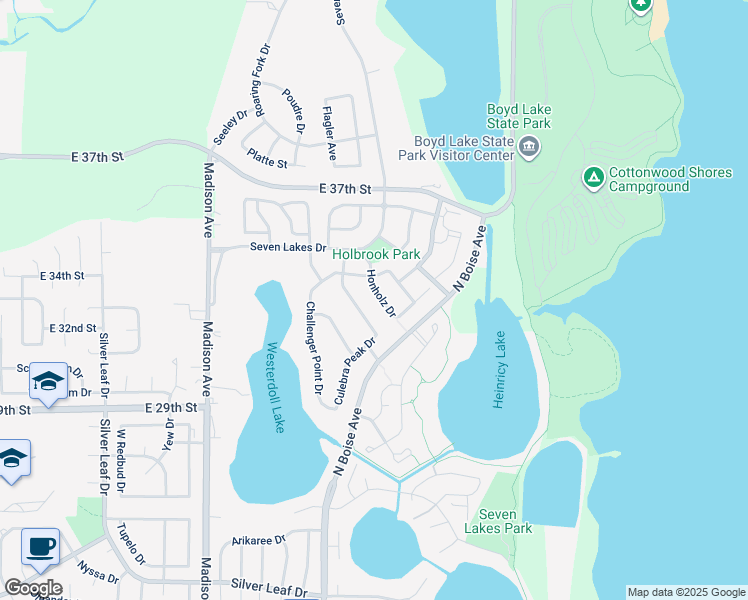 map of restaurants, bars, coffee shops, grocery stores, and more near 3293 Honholz Drive in Loveland