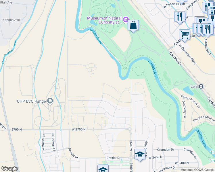 map of restaurants, bars, coffee shops, grocery stores, and more near 3851 W Wheatgrass Ln in Lehi