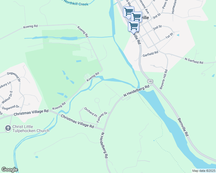 map of restaurants, bars, coffee shops, grocery stores, and more near 443 Chalet Drive in Bernville