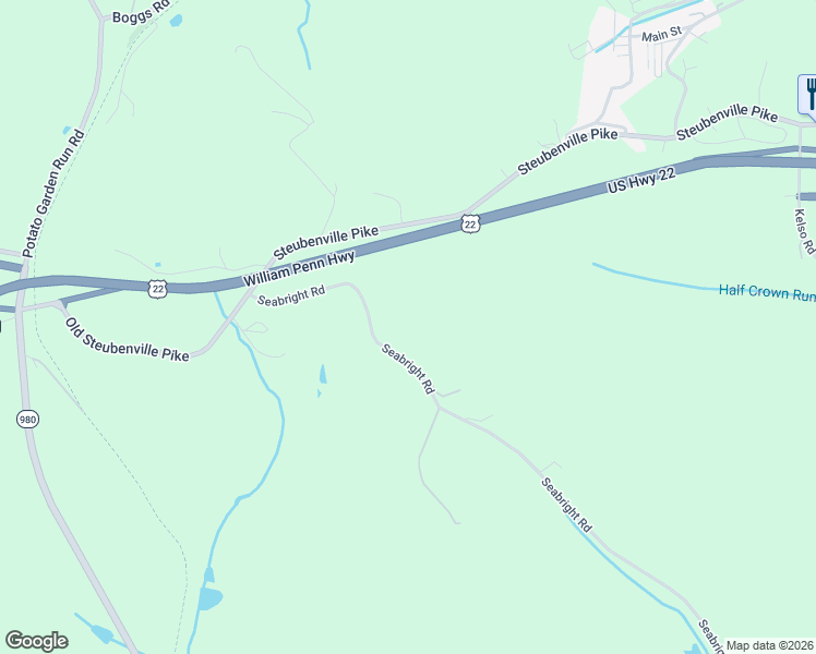 map of restaurants, bars, coffee shops, grocery stores, and more near 575 Seabright Road in Oakdale