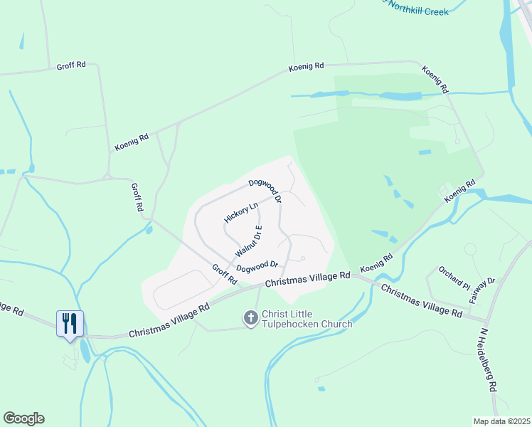 map of restaurants, bars, coffee shops, grocery stores, and more near 48 Walnut Drive East in Bernville