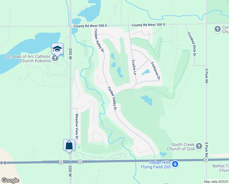map of restaurants, bars, coffee shops, grocery stores, and more near 1626 Foxfire Lane in Kokomo