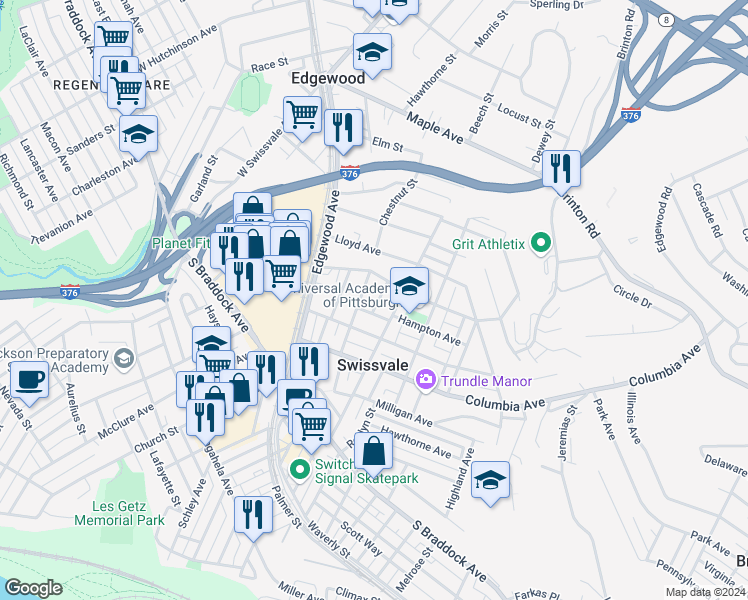 map of restaurants, bars, coffee shops, grocery stores, and more near 2010 Lacrosse Street in Pittsburgh