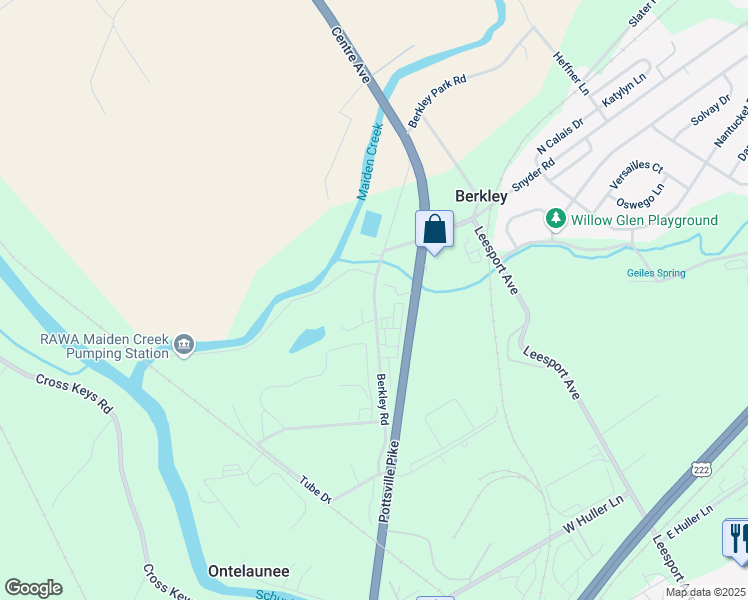 map of restaurants, bars, coffee shops, grocery stores, and more near Berkley Road in Reading