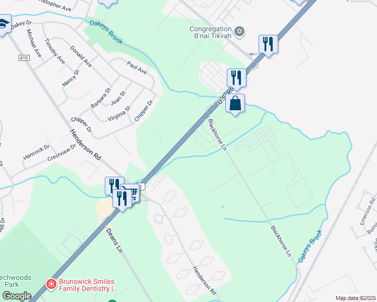 map of restaurants, bars, coffee shops, grocery stores, and more near 3754 U.S. 1 in South Brunswick Township