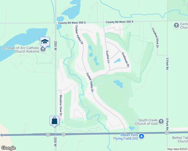 map of restaurants, bars, coffee shops, grocery stores, and more near 1626 Foxfire Lane in Kokomo