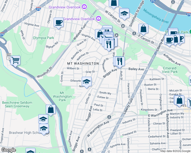 map of restaurants, bars, coffee shops, grocery stores, and more near 30 Norton Street in Pittsburgh