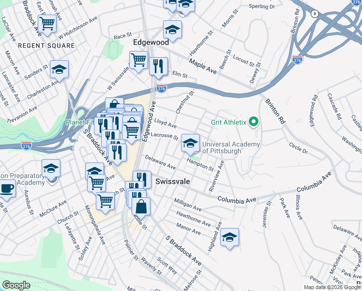 map of restaurants, bars, coffee shops, grocery stores, and more near 2010 Lacrosse Street in Pittsburgh