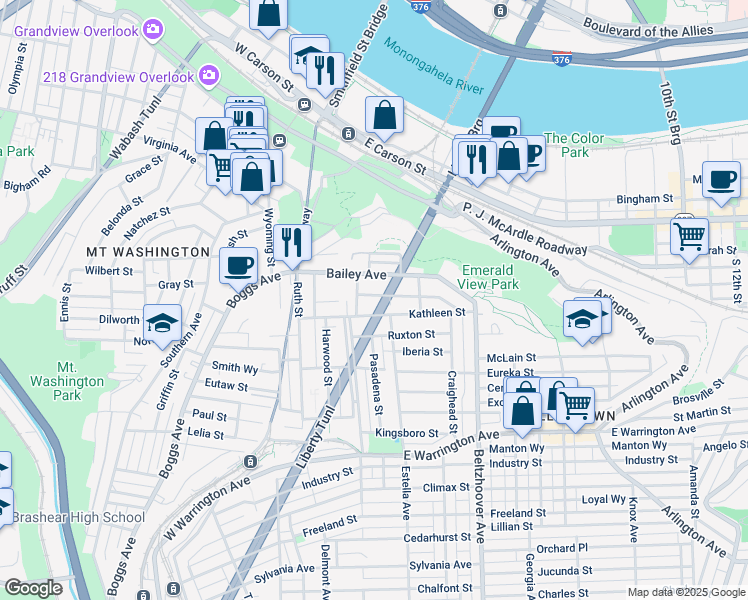 map of restaurants, bars, coffee shops, grocery stores, and more near 11 Haberman Avenue in Pittsburgh