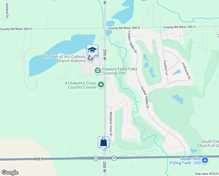 map of restaurants, bars, coffee shops, grocery stores, and more near 3200 Woodhaven Trail in Kokomo