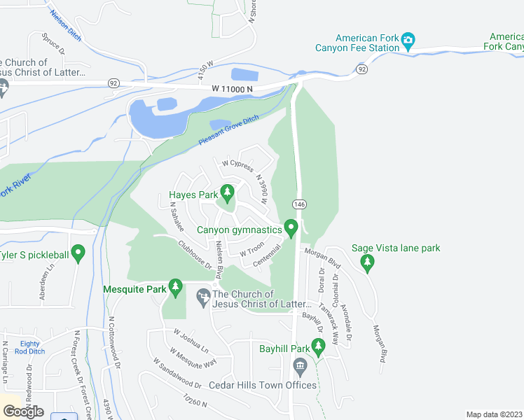 map of restaurants, bars, coffee shops, grocery stores, and more near 3993 Kapalua in Cedar Hills