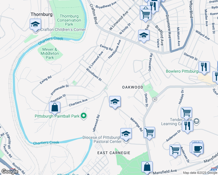 map of restaurants, bars, coffee shops, grocery stores, and more near 13 Chartiers Avenue in Pittsburgh