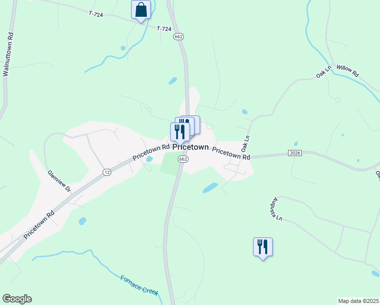 map of restaurants, bars, coffee shops, grocery stores, and more near 3701 Pricetown Road in Fleetwood