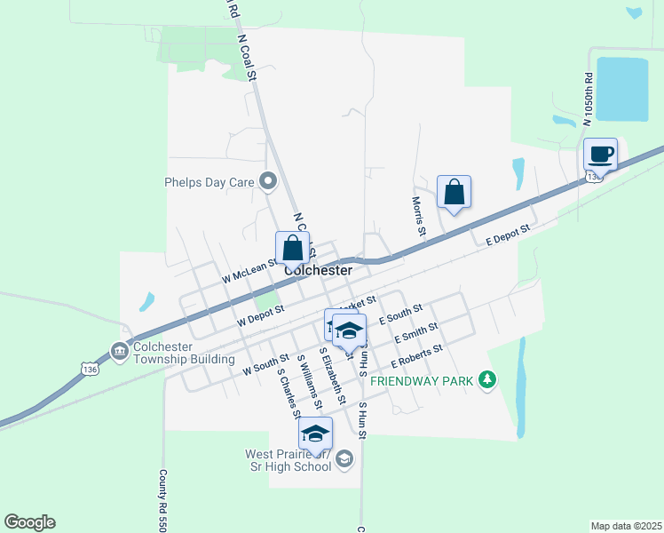 map of restaurants, bars, coffee shops, grocery stores, and more near in Colchester
