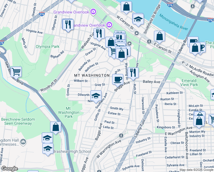 map of restaurants, bars, coffee shops, grocery stores, and more near 30 Norton Street in Pittsburgh