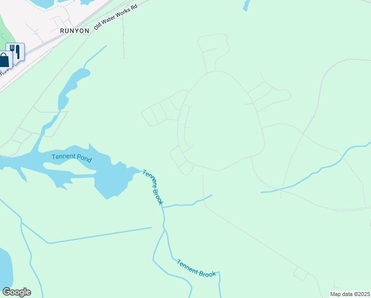 map of restaurants, bars, coffee shops, grocery stores, and more near Jake Brown Road in Old Bridge Township