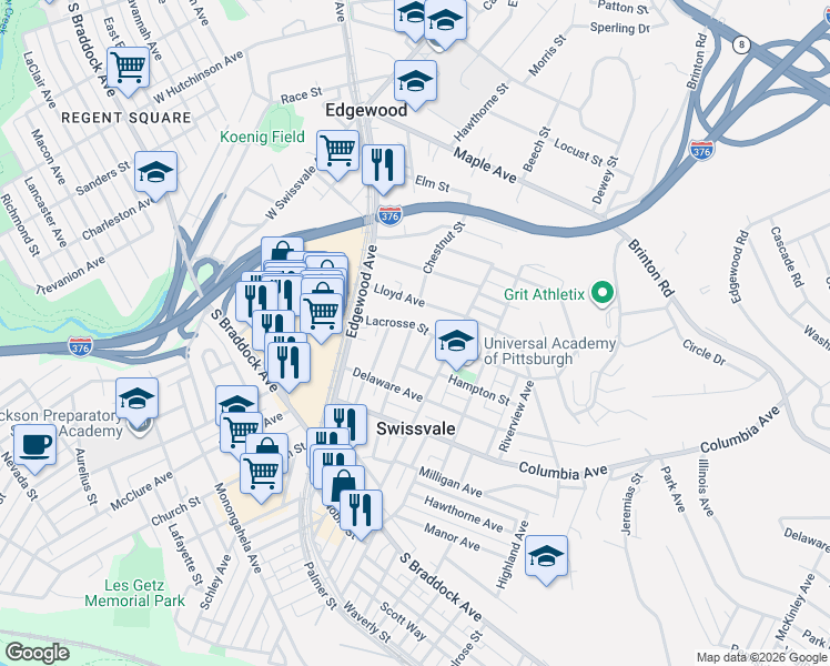 map of restaurants, bars, coffee shops, grocery stores, and more near 2010 Lacrosse Street in Pittsburgh