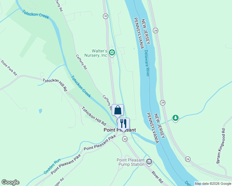 map of restaurants, bars, coffee shops, grocery stores, and more near 62 River Road in Point Pleasant