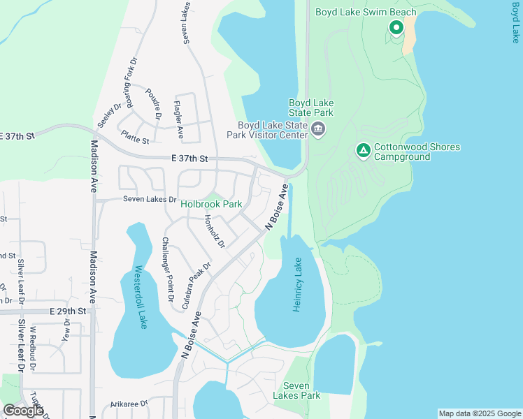 map of restaurants, bars, coffee shops, grocery stores, and more near 1930 Pikes Peak Drive in Loveland