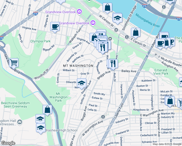 map of restaurants, bars, coffee shops, grocery stores, and more near 30 Norton Street in Pittsburgh