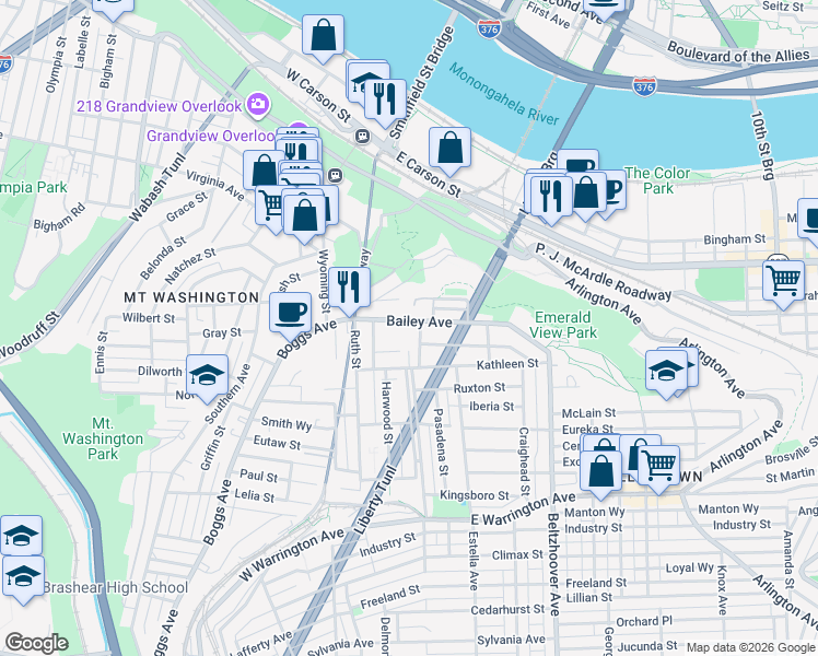 map of restaurants, bars, coffee shops, grocery stores, and more near 11 Haberman Avenue in Pittsburgh
