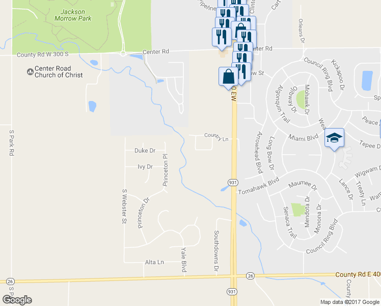 map of restaurants, bars, coffee shops, grocery stores, and more near 129 Patricia Drive in Kokomo