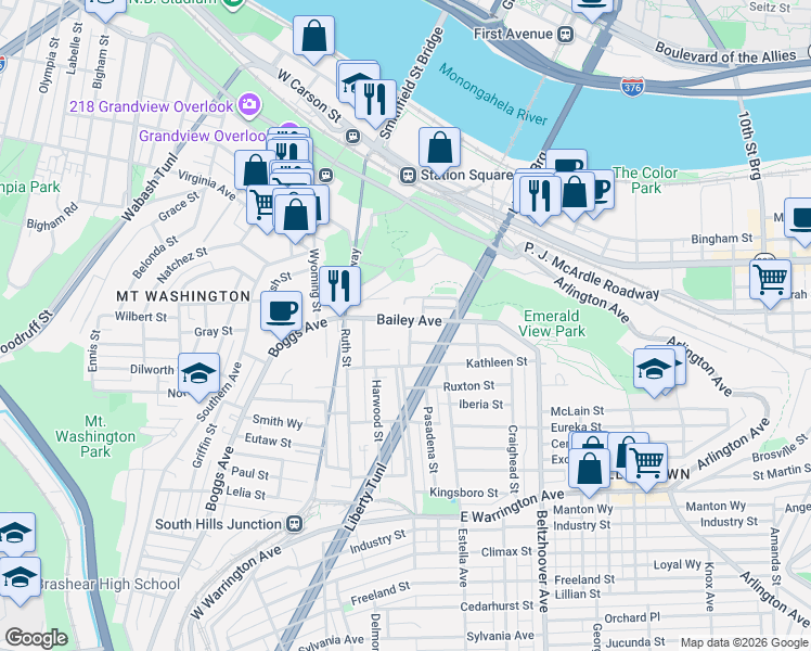 map of restaurants, bars, coffee shops, grocery stores, and more near 11 Haberman Avenue in Pittsburgh