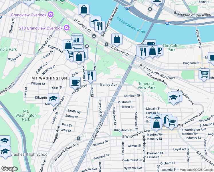 map of restaurants, bars, coffee shops, grocery stores, and more near 11 Haberman Avenue in Pittsburgh